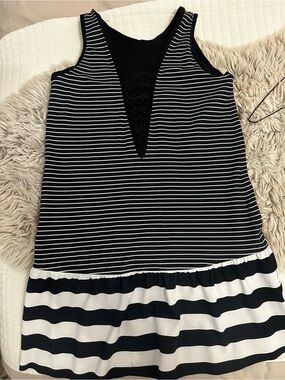 lululemon athletica rare 4 way reverse Black and White Striped Mini Dress